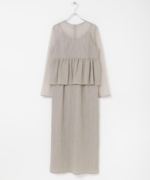 URBAN RESEARCH ROSSO WOMEN（アーバンリサーチ　ロッソ）の「kaene　レイヤードペプラムドレス（ワンピース・レディース・ライトグレー/ブルー系その他・SMALL）」の12枚目の写真