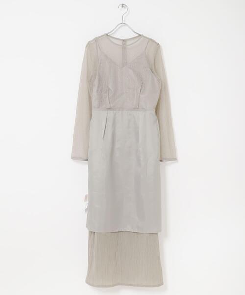 URBAN RESEARCH ROSSO WOMEN（アーバンリサーチ　ロッソ）の「kaene　レイヤードペプラムドレス（ワンピース・レディース・ライトグレー/ブルー系その他・SMALL）」の16枚目の写真