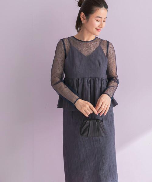 URBAN RESEARCH ROSSO WOMEN（アーバンリサーチ　ロッソ）の「kaene　レイヤードペプラムドレス（ワンピース・レディース・ライトグレー/ブルー系その他・SMALL）」の19枚目の写真