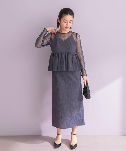 URBAN RESEARCH ROSSO WOMEN（アーバンリサーチ　ロッソ）の「kaene　レイヤードペプラムドレス（ワンピース・レディース・ライトグレー/ブルー系その他・SMALL）」の21枚目の写真