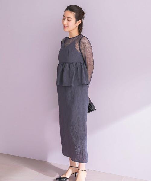 URBAN RESEARCH ROSSO WOMEN（アーバンリサーチ　ロッソ）の「kaene　レイヤードペプラムドレス（ワンピース・レディース・ライトグレー/ブルー系その他・SMALL）」の22枚目の写真