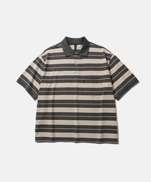 MOIF（モイフ）の「[SS26] WIDE POLO H/S SHIRT / GRAY MULTI STRIPE（ポロシャツ）」