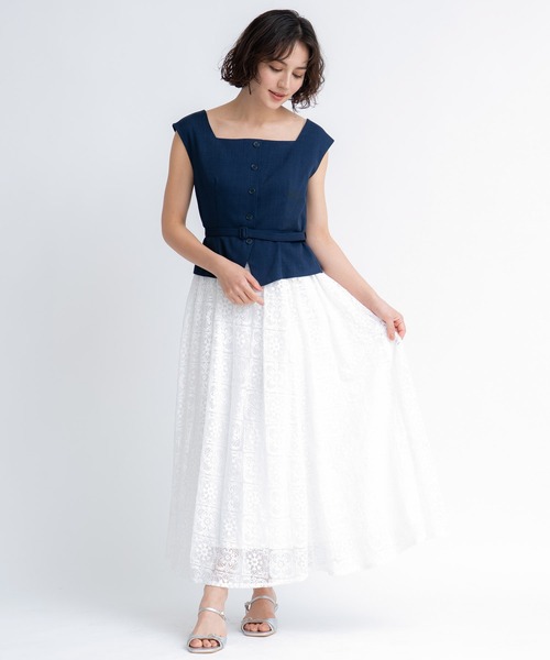 NOELA(ノエラ)の「ジレライクドッキングワンピース(ワンピース・レディース・ベージュ/ネイビー・S/M)」の3枚目の写真