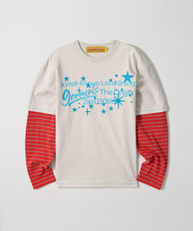 GARMENTS FAB（ガーメンツファブ）の「Stripe Layered Longsleeve (OATMEAL)（Tシャツ/カットソー）」