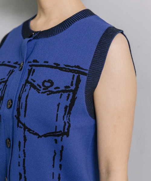 MARECHAL TERRE(マルシャルテル)の「ジャガードベスト(ニット/セーター・レディース・ブルー/グレー/ブラック/アイボリー・MEDIUM)」の11枚目の写真