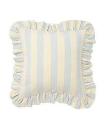 Francfranc | ストライプフリル クッションカバー 450×450 アイボリー×ライトブルー(011)(クッション/クッションカバー)