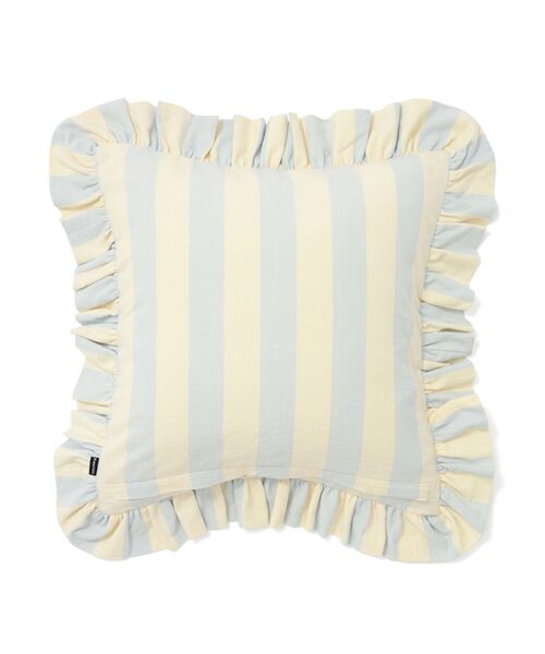 Francfranc(フランフラン)の「ストライプフリル クッションカバー 450×450 アイボリー×ライトブルー(011)(クッション/クッションカバー・レディース・アイボリー・FREE)」の3枚目の写真