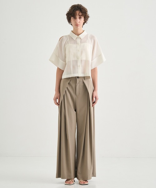 CITY TOKYO(シティトウキョウ)の「【CITY TOKYO/シティートウキョウ】Sheer Short Shirt/シアーショートシャツ(シャツ/ブラウス・レディース・グリーン/ブラック/ホワイト・FREE)」の4枚目の写真