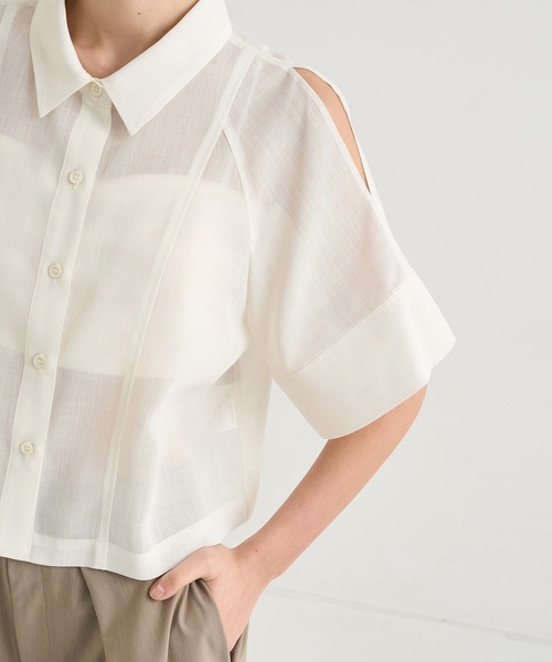 CITY TOKYO(シティトウキョウ)の「【CITY TOKYO/シティートウキョウ】Sheer Short Shirt/シアーショートシャツ(シャツ/ブラウス・レディース・グリーン/ブラック/ホワイト・FREE)」の10枚目の写真