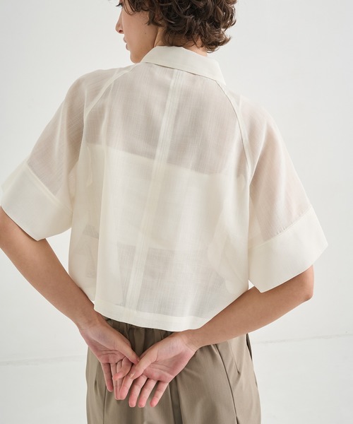 CITY TOKYO(シティトウキョウ)の「【CITY TOKYO/シティートウキョウ】Sheer Short Shirt/シアーショートシャツ(シャツ/ブラウス・レディース・グリーン/ブラック/ホワイト・FREE)」の11枚目の写真