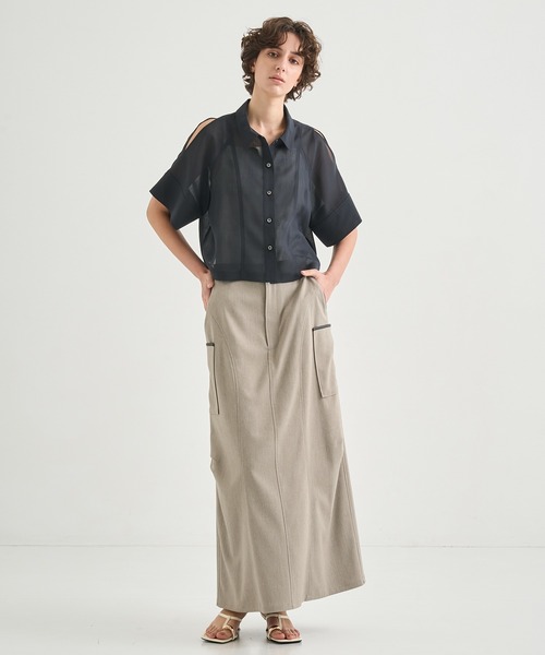 CITY TOKYO(シティトウキョウ)の「【CITY TOKYO/シティートウキョウ】Sheer Short Shirt/シアーショートシャツ(シャツ/ブラウス・レディース・グリーン/ブラック/ホワイト・FREE)」の7枚目の写真