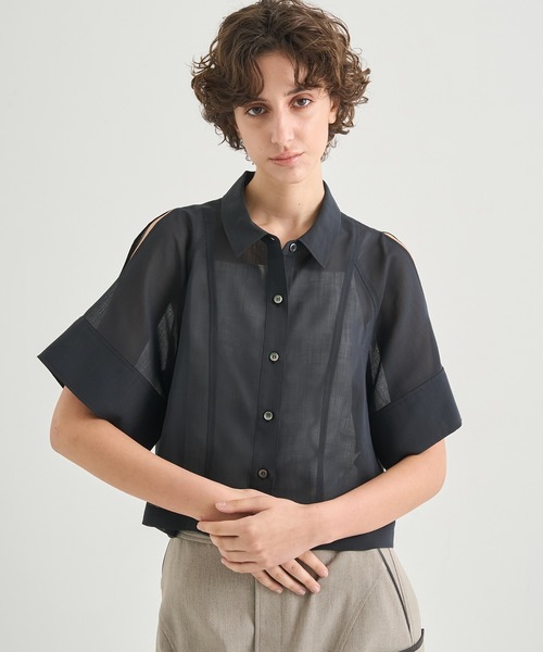 CITY TOKYO(シティトウキョウ)の「【CITY TOKYO/シティートウキョウ】Sheer Short Shirt/シアーショートシャツ(シャツ/ブラウス・レディース・グリーン/ブラック/ホワイト・FREE)」の8枚目の写真