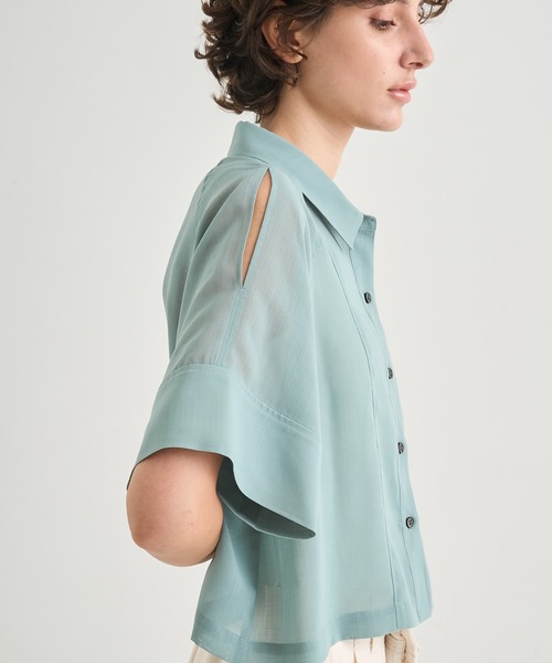 CITY TOKYO(シティトウキョウ)の「【CITY TOKYO/シティートウキョウ】Sheer Short Shirt/シアーショートシャツ(シャツ/ブラウス・レディース・グリーン/ブラック/ホワイト・FREE)」の20枚目の写真
