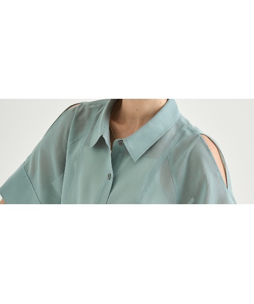 CITY TOKYO(シティトウキョウ)の「【CITY TOKYO/シティートウキョウ】Sheer Short Shirt/シアーショートシャツ(シャツ/ブラウス・レディース・グリーン/ブラック/ホワイト・FREE)」の17枚目の写真
