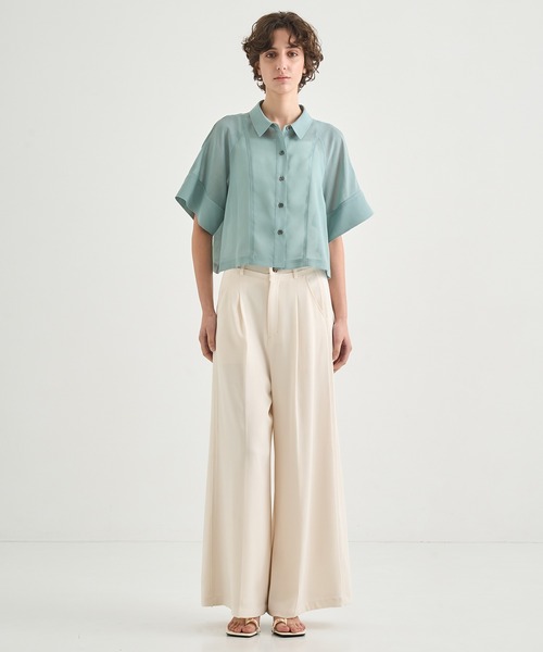 CITY TOKYO(シティトウキョウ)の「【CITY TOKYO/シティートウキョウ】Sheer Short Shirt/シアーショートシャツ(シャツ/ブラウス・レディース・グリーン/ブラック/ホワイト・FREE)」の22枚目の写真