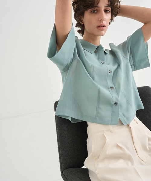 CITY TOKYO(シティトウキョウ)の「【CITY TOKYO/シティートウキョウ】Sheer Short Shirt/シアーショートシャツ(シャツ/ブラウス・レディース・グリーン/ブラック/ホワイト・FREE)」の19枚目の写真