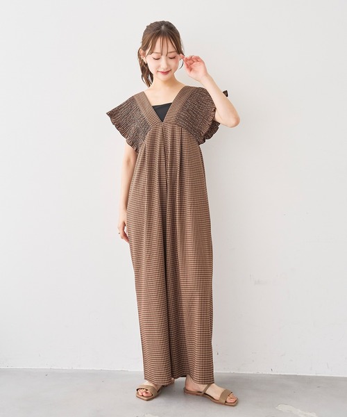 mil(ミル)の「シャーリング オールインワン【587207】(サロペット/オーバーオール・レディース・ブラック/ブラウン/ブラック系/サックスブルー/ブラウン系その他/ブラウン系その他2/ボルドー/ダークブラウン・XS/S)」の6枚目の写真