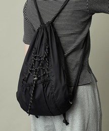 FAHRT（ファート）の「【FAHRT】(ファート) A4収納可能 撥水加工 ロゴ刺繍 ドローコード ナップサック（エコバッグ/サブバッグ）」