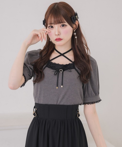 couture BY ROJITA（クチュールバイロジータ）の「ボレロ風リボントップス（Tシャツ/カットソー・レディース・ブラック/ホワイト/グレー・FREE）」の3枚目の写真