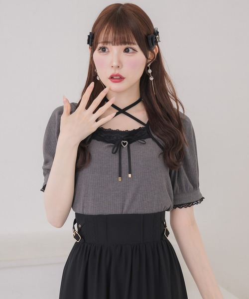 couture BY ROJITA（クチュールバイロジータ）の「ボレロ風リボントップス（Tシャツ/カットソー・レディース・ブラック/ホワイト/グレー・FREE）」の4枚目の写真