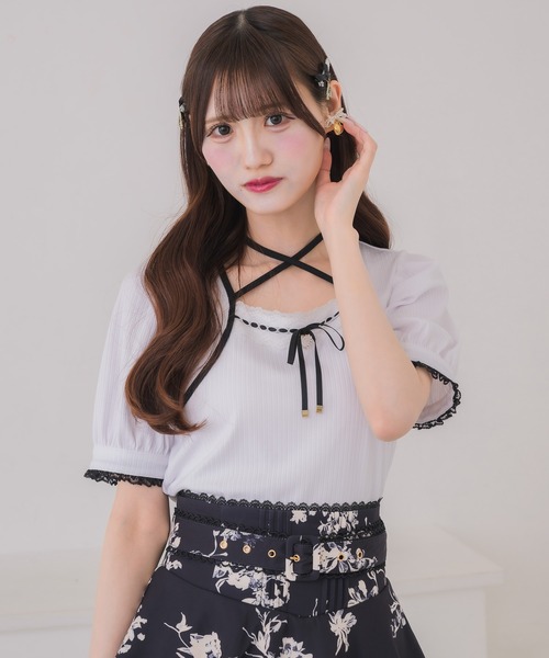 couture BY ROJITA（クチュールバイロジータ）の「ボレロ風リボントップス（Tシャツ/カットソー・レディース・ブラック/ホワイト/グレー・FREE）」の11枚目の写真