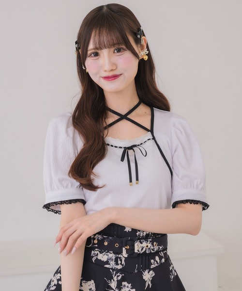 couture BY ROJITA（クチュールバイロジータ）の「ボレロ風リボントップス（Tシャツ/カットソー・レディース・ブラック/ホワイト/グレー・FREE）」の15枚目の写真