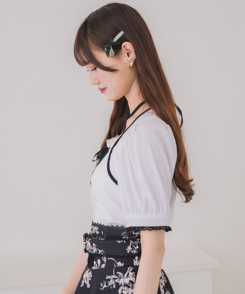 couture BY ROJITA（クチュールバイロジータ）の「ボレロ風リボントップス（Tシャツ/カットソー・レディース・ブラック/ホワイト/グレー・FREE）」の16枚目の写真