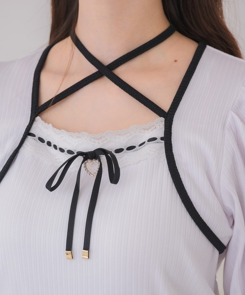 couture BY ROJITA（クチュールバイロジータ）の「ボレロ風リボントップス（Tシャツ/カットソー・レディース・ブラック/ホワイト/グレー・FREE）」の20枚目の写真