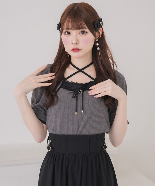 couture BY ROJITA（クチュールバイロジータ）の「ボレロ風リボントップス（Tシャツ/カットソー・レディース・ブラック/ホワイト/グレー・FREE）」の5枚目の写真