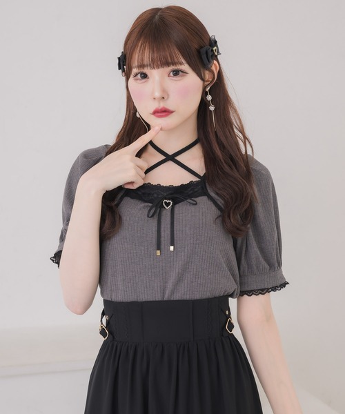couture BY ROJITA（クチュールバイロジータ）の「ボレロ風リボントップス（Tシャツ/カットソー・レディース・ブラック/ホワイト/グレー・FREE）」の6枚目の写真