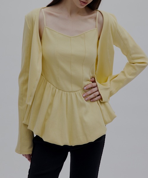 Ameri（アメリ）の「MEDI RIB BALLOON HEM CAMI TOP（キャミソール・レディース・ブラック/アイボリー/クリーム・FREE）」の21枚目の写真