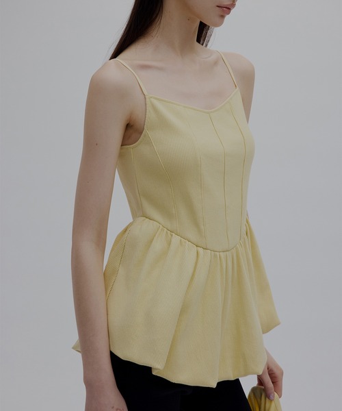 Ameri（アメリ）の「MEDI RIB BALLOON HEM CAMI TOP（キャミソール・レディース・ブラック/アイボリー/クリーム・FREE）」の18枚目の写真
