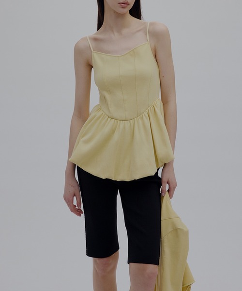 Ameri（アメリ）の「MEDI RIB BALLOON HEM CAMI TOP（キャミソール・レディース・ブラック/アイボリー/クリーム・FREE）」の20枚目の写真