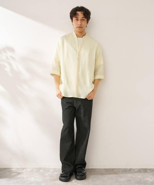 B.C STOCK(ベーセーストック)の「ヨウリュウシチブソデシャツ(シャツ/ブラウス・メンズ・ホワイト/グリーン/イエロー/ネイビー・MEDIUM/LARGE)」の5枚目の写真