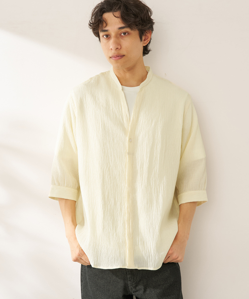 B.C STOCK(ベーセーストック)の「ヨウリュウシチブソデシャツ(シャツ/ブラウス・メンズ・ホワイト/グリーン/イエロー/ネイビー・MEDIUM/LARGE)」の6枚目の写真