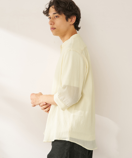 B.C STOCK(ベーセーストック)の「ヨウリュウシチブソデシャツ(シャツ/ブラウス・メンズ・ホワイト/グリーン/イエロー/ネイビー・MEDIUM/LARGE)」の7枚目の写真