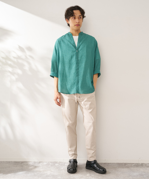 B.C STOCK(ベーセーストック)の「ヨウリュウシチブソデシャツ(シャツ/ブラウス・メンズ・ホワイト/グリーン/イエロー/ネイビー・MEDIUM/LARGE)」の9枚目の写真
