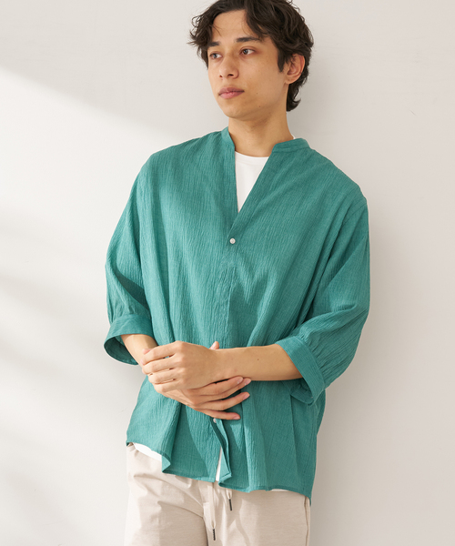 B.C STOCK(ベーセーストック)の「ヨウリュウシチブソデシャツ(シャツ/ブラウス・メンズ・ホワイト/グリーン/イエロー/ネイビー・MEDIUM/LARGE)」の10枚目の写真