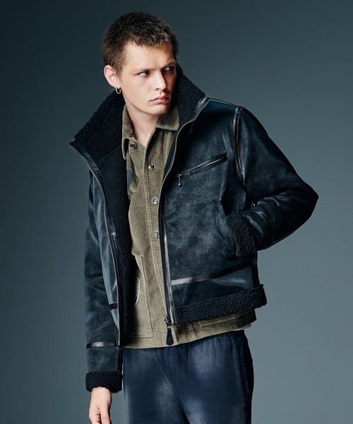 glamb(グラム)の「Synth Mouton Reversible Jacket / シンセムートンリバーシブルジャケット(ムートンコート・メンズ・ブラック/グレー・S/M/L)」の9枚目の写真