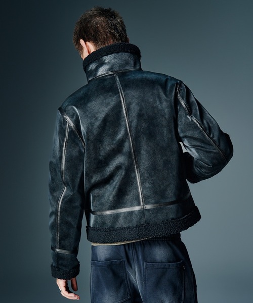 glamb(グラム)の「Synth Mouton Reversible Jacket / シンセムートンリバーシブルジャケット(ムートンコート・メンズ・ブラック/グレー・S/M/L)」の10枚目の写真