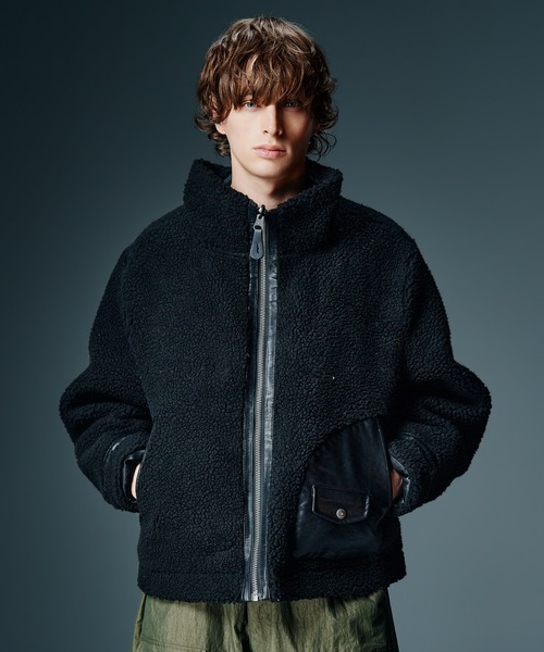 glamb(グラム)の「Synth Mouton Reversible Jacket / シンセムートンリバーシブルジャケット(ムートンコート・メンズ・ブラック/グレー・S/M/L)」の13枚目の写真