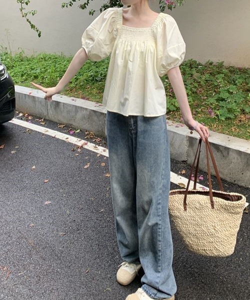 GLAMOROUS JANE(グラマラスジェーン)の「パフスリーブ半袖ギャザーブラウス(シャツ/ブラウス・レディース・ピンク/イエロー・FREE)」の4枚目の写真