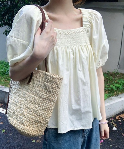 GLAMOROUS JANE(グラマラスジェーン)の「パフスリーブ半袖ギャザーブラウス(シャツ/ブラウス・レディース・ピンク/イエロー・FREE)」の17枚目の写真