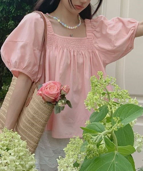 GLAMOROUS JANE(グラマラスジェーン)の「パフスリーブ半袖ギャザーブラウス(シャツ/ブラウス・レディース・ピンク/イエロー・FREE)」の11枚目の写真