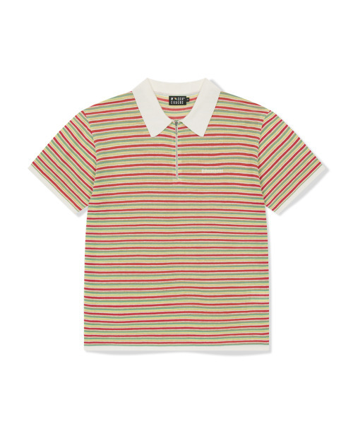 AP STRIPED HALF-ZIP POLO (YELLOW)（ポロシャツ）｜WKNDRS（ウィー