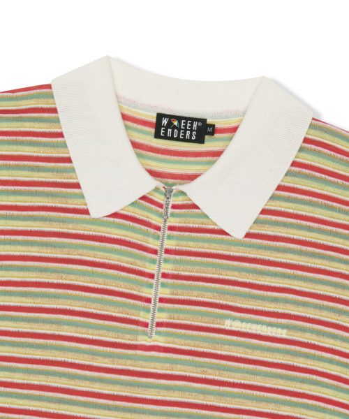 AP STRIPED HALF-ZIP POLO (YELLOW)（ポロシャツ）｜WKNDRS（ウィー