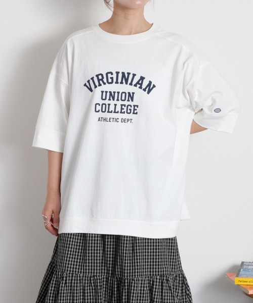 DISCUS ATHLETIC(ディスカス アスレチック)の「【DISCUS ATHLETIC】VIRGINIANカレッジロゴ/ルーズシルエット ショートスリーブTee(Tシャツ/カットソー・レディース・ブラック/オフホワイト/ブラウン・M)」の8枚目の写真