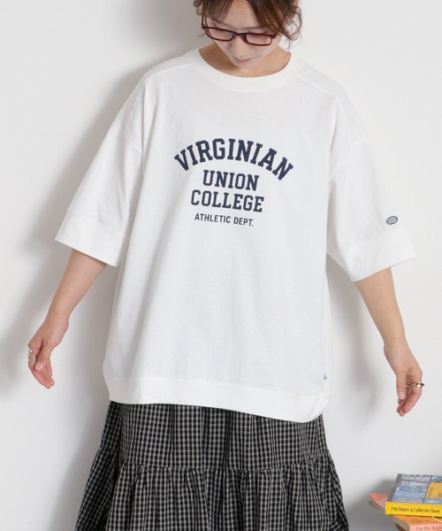 DISCUS ATHLETIC(ディスカス アスレチック)の「【DISCUS ATHLETIC】VIRGINIANカレッジロゴ/ルーズシルエット ショートスリーブTee(Tシャツ/カットソー・レディース・ブラック/オフホワイト/ブラウン・M)」の9枚目の写真