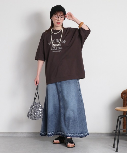DISCUS ATHLETIC(ディスカス アスレチック)の「【DISCUS ATHLETIC】VIRGINIANカレッジロゴ/ルーズシルエット ショートスリーブTee(Tシャツ/カットソー・レディース・ブラック/オフホワイト/ブラウン・M)」の21枚目の写真