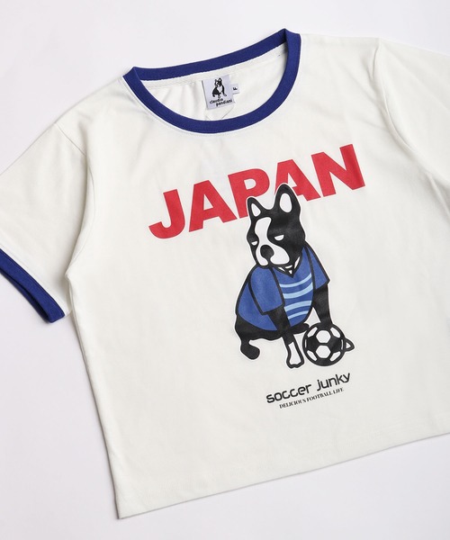 SoccerJunky(サッカージャンキー)の「SOCCER JUNKY / CLAUDIO PANDIANI 配色リンガーTシャツ 半袖カットソー レディース(Tシャツ/カットソー・レディース・イエロー/ブルー/レッド/サックスブルー・FREE)」の6枚目の写真